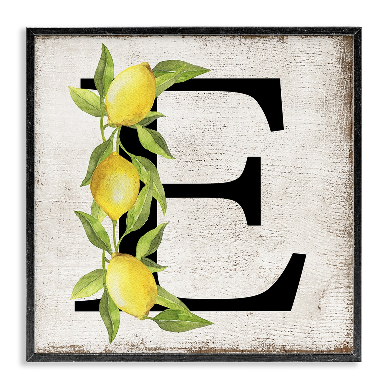 Stupell Industries E with Lemon Letter Framed Giclee Wall Art Design by Creatif Belle